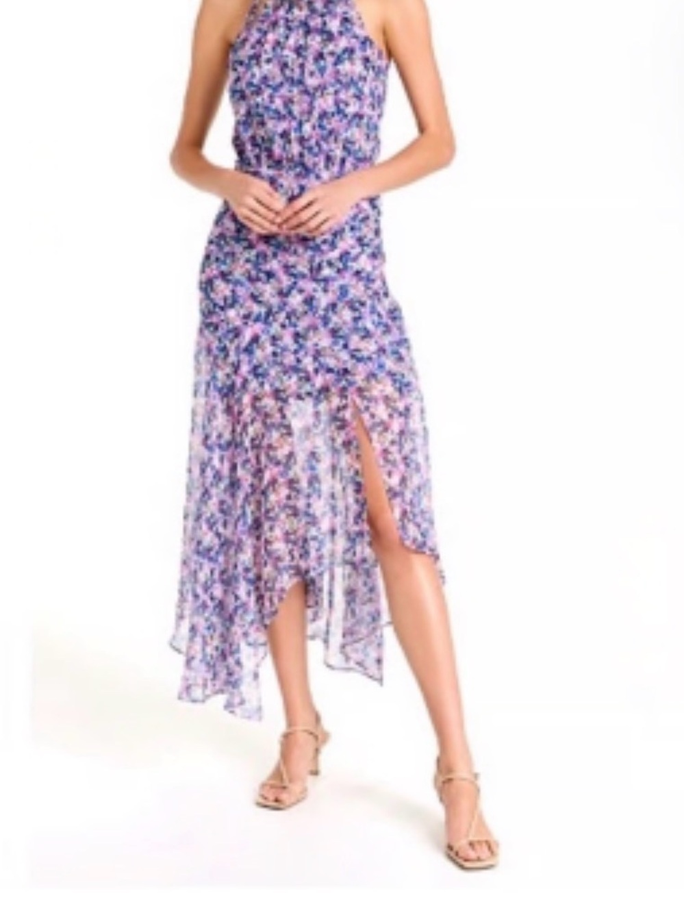 Veronica Beard Purple Multi Floral Asymmetrical Skirt